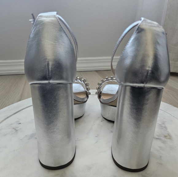 Sam Edelman Ninette Platform Heels Ankle Strap Metallic Size 8.5 - Picture 5 of 15